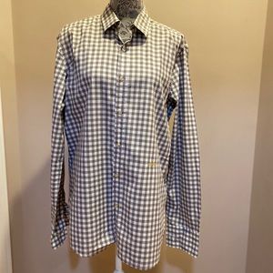 0039 Italy Men’s Designer Cotton Plaid Button Down Shirt Large